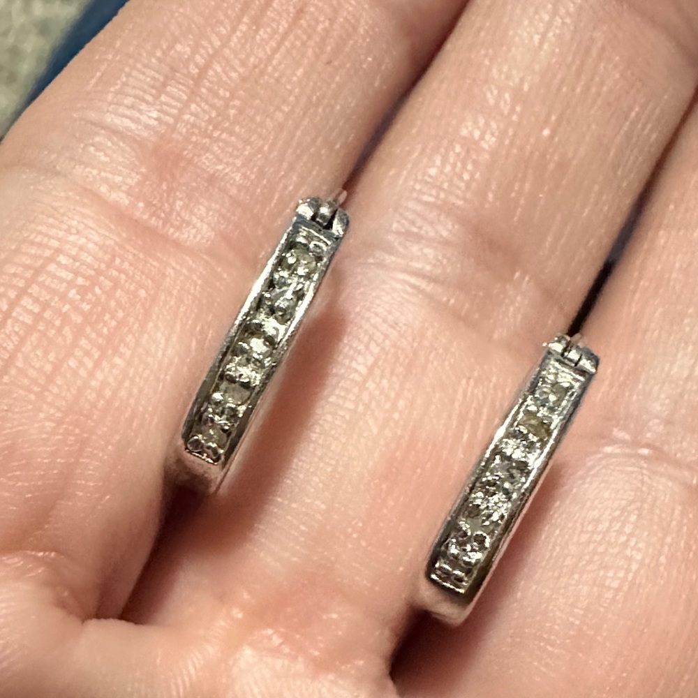 925 Diamonds Hoop Earrings